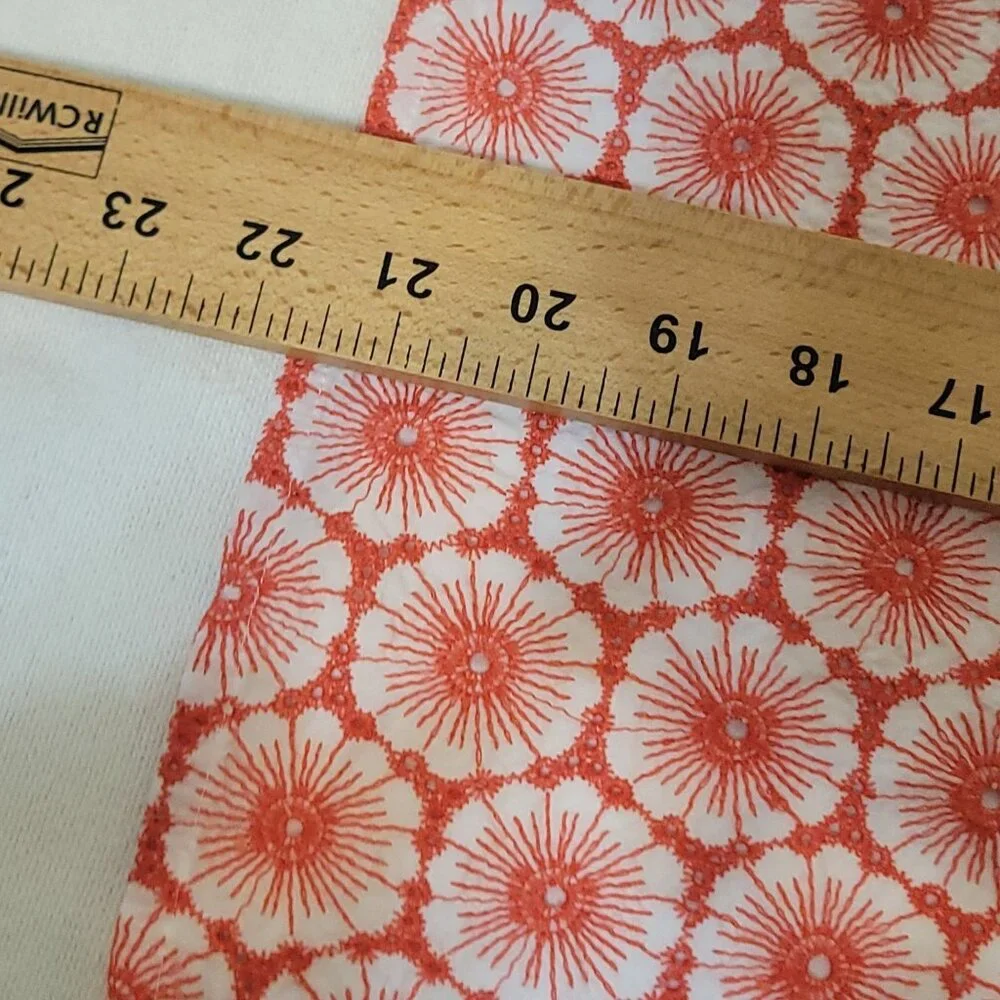 Boden Womens Embroidered Lace Floral Coral Red & White Cotton A-Line Skirt 16R - Picture 7 of 11
